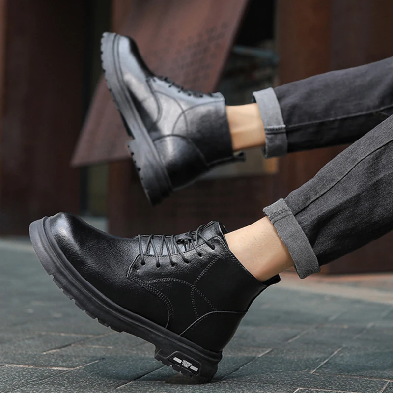 Men Formal Genuine Leather Casual Shoes Men's Sneakers Comfortable Platform Male Footwear Invisible Height Increase Insole 4-8CM