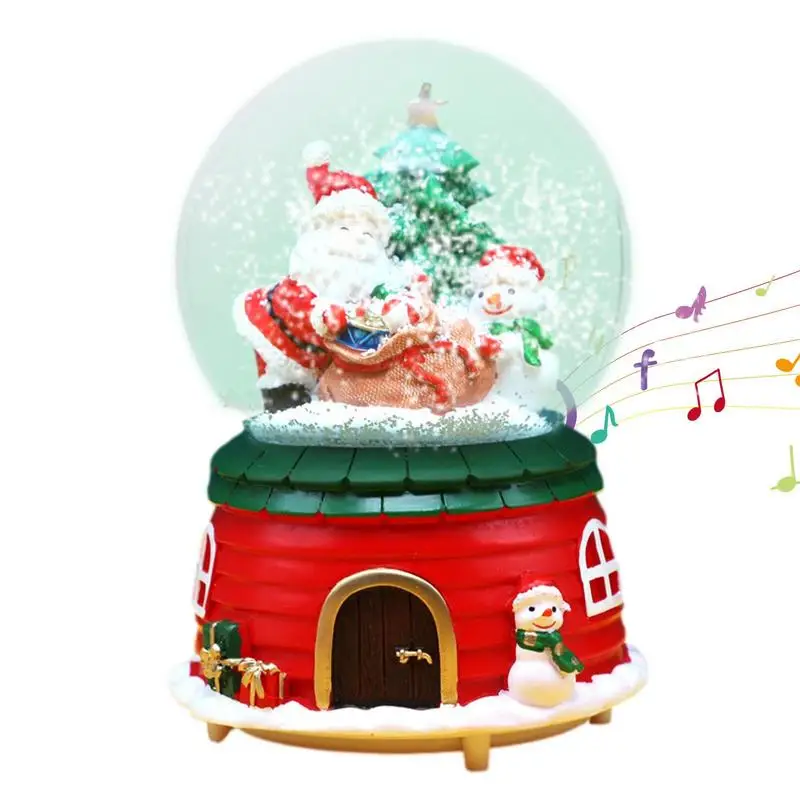 

Snow Globes Christmas With Music Box LED Lights Musical Snow Globe Color Change Battery Operated Lighted Tabletop Crystal Ball