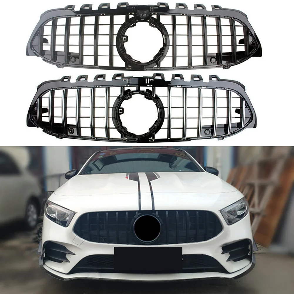 

Решетка переднего бампера автомобиля, верхняя заготовка, гоночный гриль Facelift, подходит для Mercedes-Benz W177 A-Class 2019 2020 2021 2022 GTR Style
