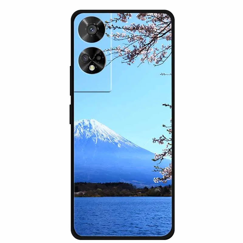 Original Soft Silicone TPU Phone Case Back Cover - Fashion Planet Design, Black Bumper