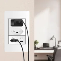 Melery สีขาวสีดําสีเทา 16A 118*72 US บราซิลอิตาลีสวิตช์ไฟ, แผง PC 1/2/3/4gang 1/2way สวิทช์ on Off, ผนังปลั๊กไฟฟ้า 5