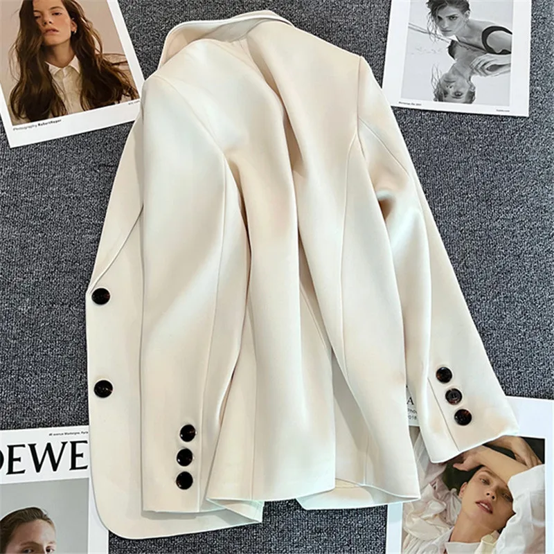 2023 Spring Womens Fashion Small Blazer Jackets Ladies Loose Straight Tube Temperament Slim Suit Coat Female Tops Korean Clothes