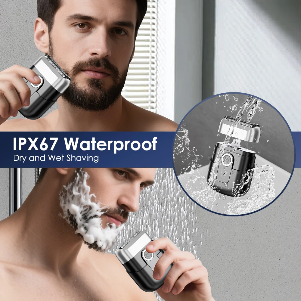 Electric Shaver Washable Digital Display Waterproof Mini Razor for Men Professional Electric Portable Travel Beards Trimmer