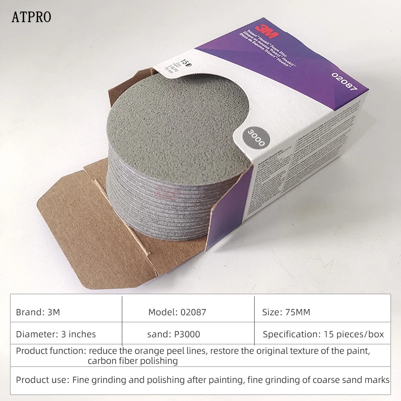 Sandpaper Set Polish Sand Paper Sandpaper Tools 3M02087 Pyramid 3 Inch Sponge Sandpaper 3000 Mesh Paint-Finish Finishing Beauty Polishing Sandpaper Flocking Sanding Cotton
