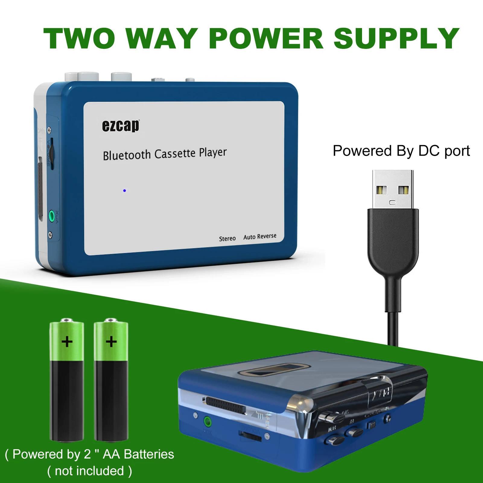 Cassette Player BT Cassette Player Walkman Cassette Player Portable Speaker Wireless BT Connection Multiple Power Supply Methods Auto