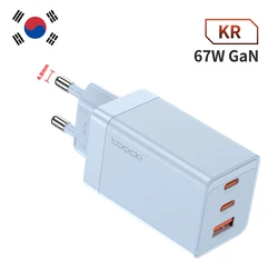 Toocki 67W GaN Fast Charging Multi-Color USB-C Charger (KR Blue)