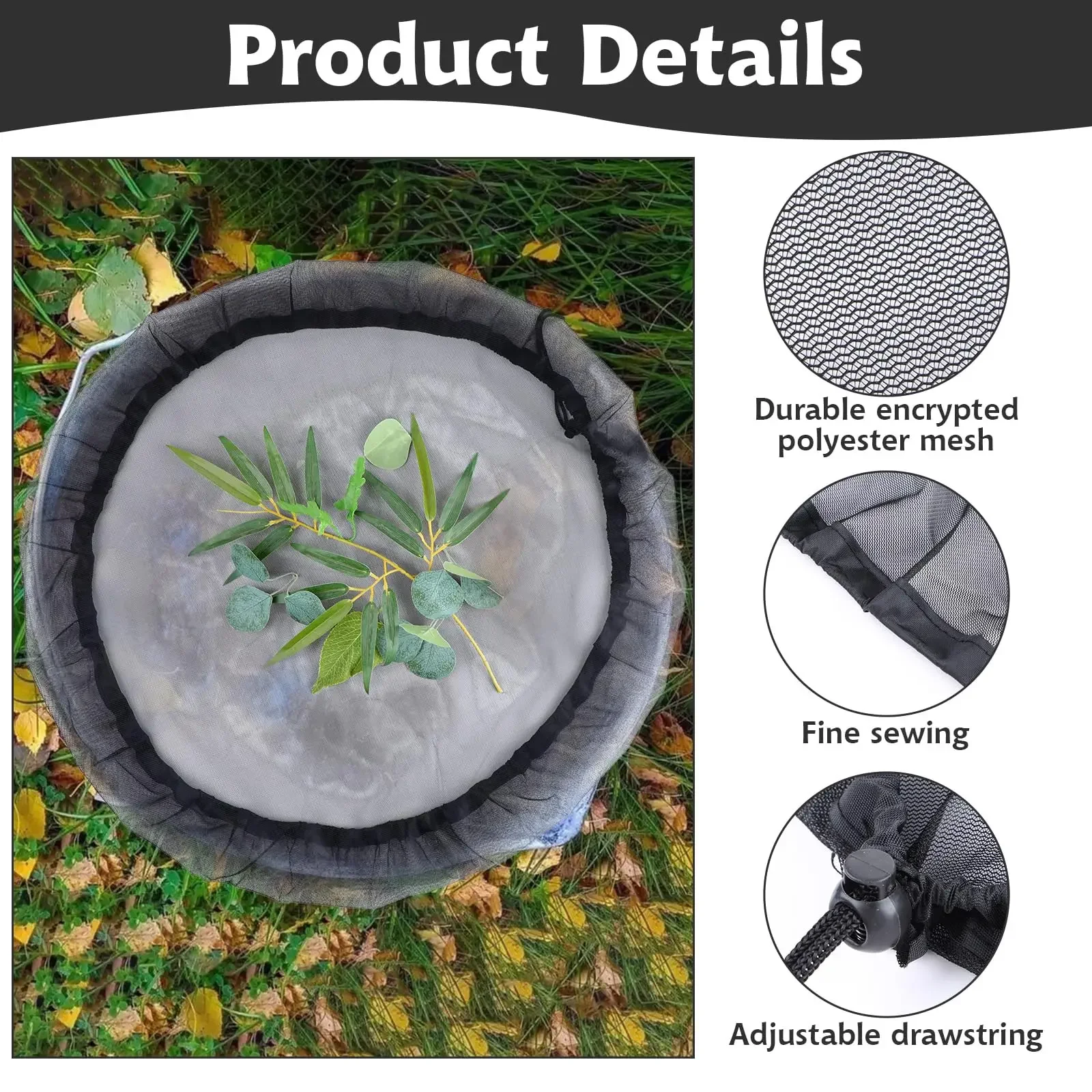 Rain barrel cover 1Pc 60CM mesh netting for rain barrels water collection buckets water tank protection lid rain collect tool