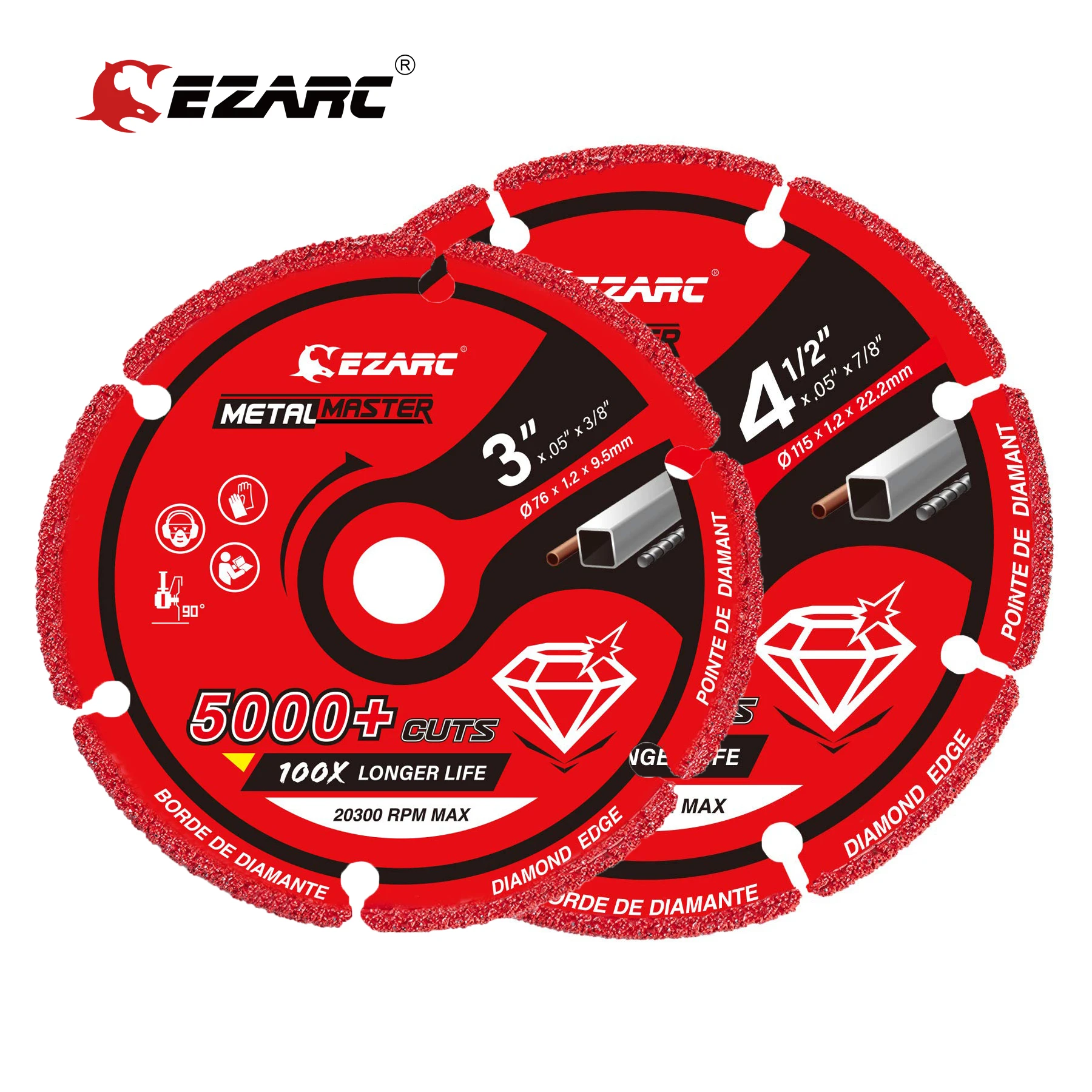 EZARC Diamond Cutting Wheel 3 x 3/8 Inch & 41/2 x 7/8 Inch for Metal