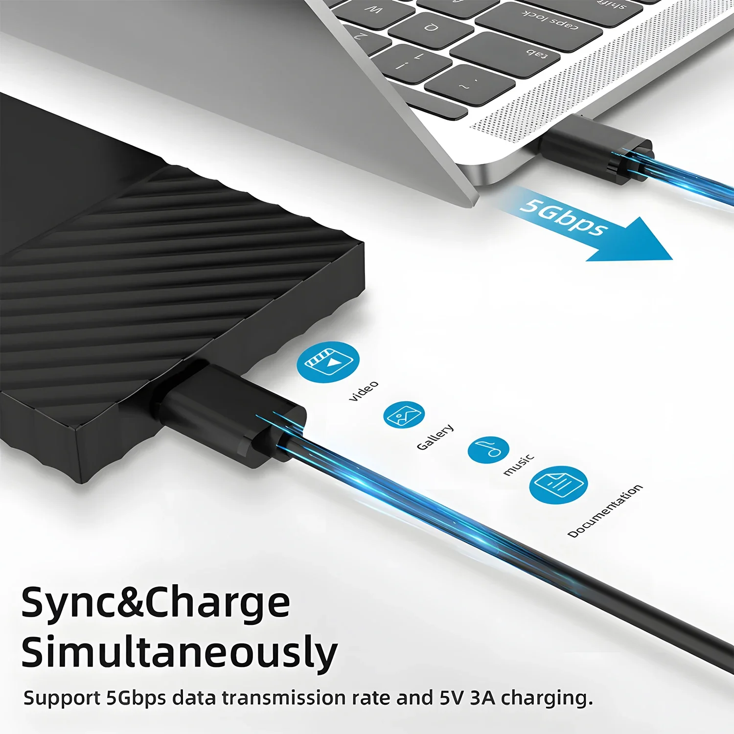 High-Speed USB to Micro B Data Sync Cable