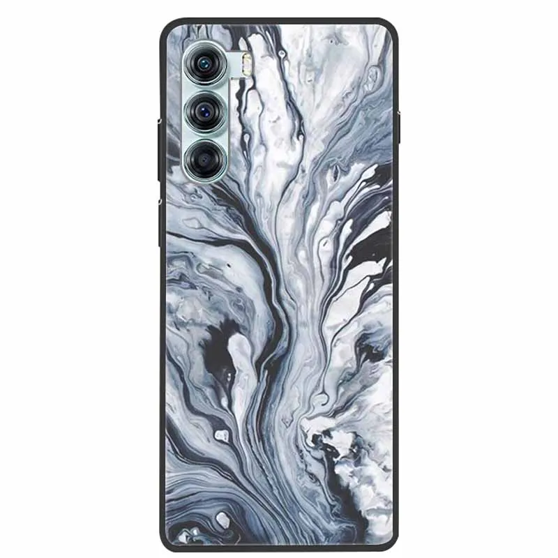 Marble Silicone Black Soft Protective Phone Case Cover