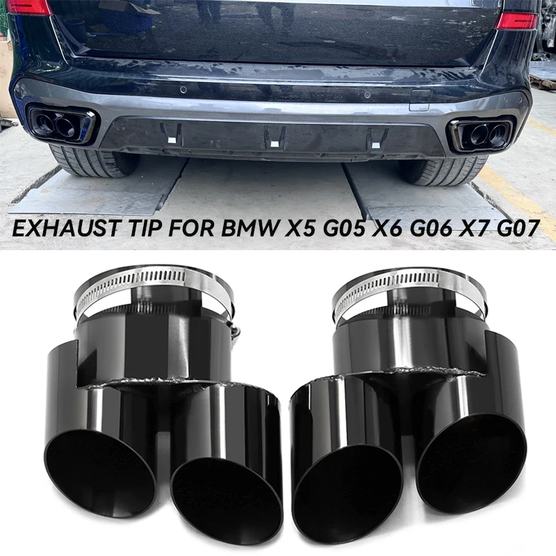 Carbon Fiber Quad Exhaust Tip For BMW G05 X5 G06 X6 G07 X7 2019+ 30i ...