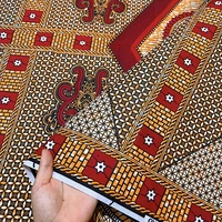 1pc 6 yards Fabric 5.48meter African Wax Fabric,Ghana Kente Design African Printed Wax Fabric Nigeria Ankara Kitenge Pagnes 2