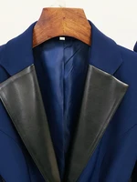 HIGH STREET Newest 2026 S/S Runway Designer Suit Set Women's Leather Collar Belted Blazer Pencil Pants Set 2pcs - Image 4