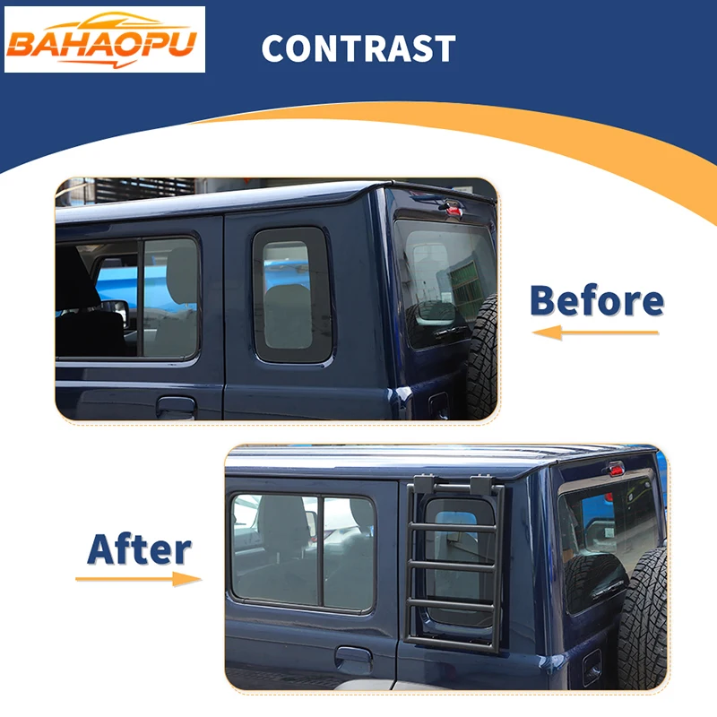 바하오푸 차량 뒷유리창 확장 랙 금속 등반 사다리, 스즈키 짐니 2019년식 이후 4도어 버전용, 외부 액세서리