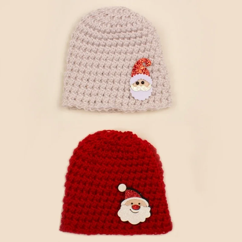

2pcs Christmas Knit Hat Set for Infants Soft & Breathable Hat Easy to Wear Warm Hat Durable Suitable for 0-2 Years Old