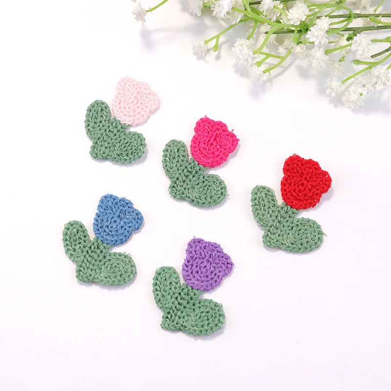 

15Pcs/Lot Sewing On Tulip Flower Patches Handmade Cartoon Flower Stickers Sewing Jeans Bags Hats Coats Dress Fabric Appliques Ba