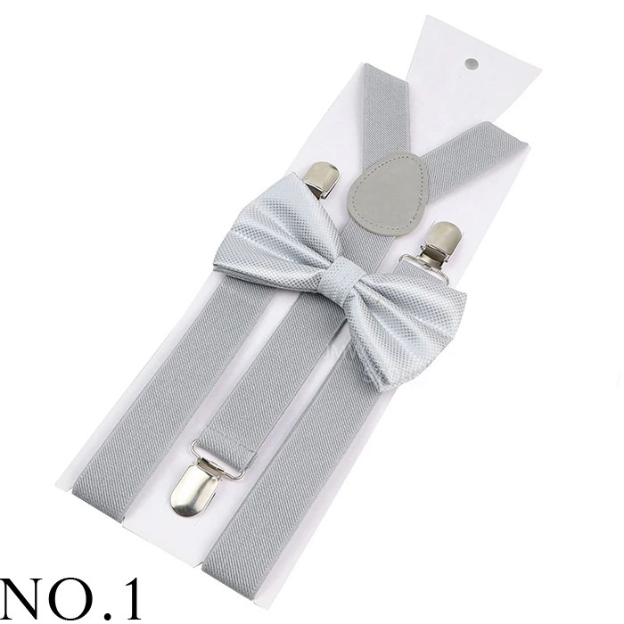 Adjustable Elastic Leather Suspenders Bowtie Set Men Women Baby Blue Braces Straps For Wedding Y-Back Shirt Accessories Gift