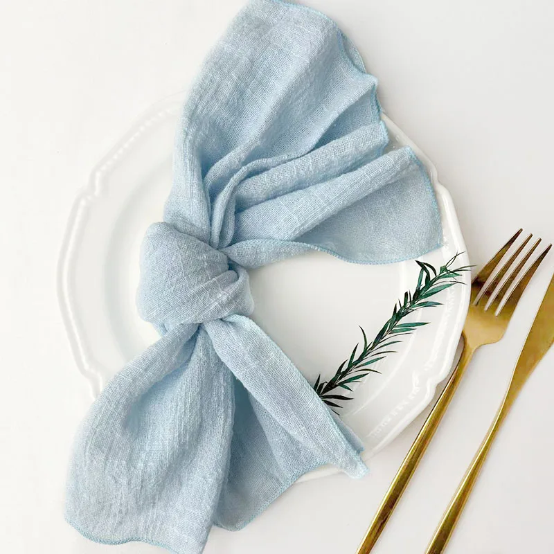 10pcs Handmade Gauze Napkins 30X30cm Cotton Cloth Napkins Fabric Serviette Gauze Table Towels for Wedding Party Baby Shower Set