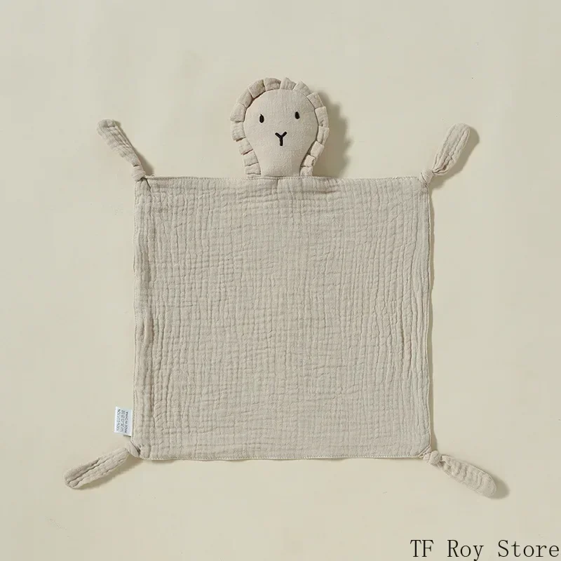 Soft Muslin Cartoon Lion Baby Comforter Cotton Soother Towel Bib for Baby Infant Sleeping Dolls Soothe Appease Towel Blanket