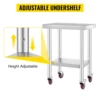 VEVOR Stainless Steel 700lbs Kitchen Worktable with 4Caster Wheels Shelves Commercial Work Bench Table for  Restaurant Storage 4