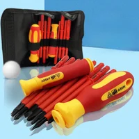 10Pcs Interchangeable Blade VDE Insulated Screwdriver Set with Case Magnetic 500V Home and Professional Use Electricians Tools