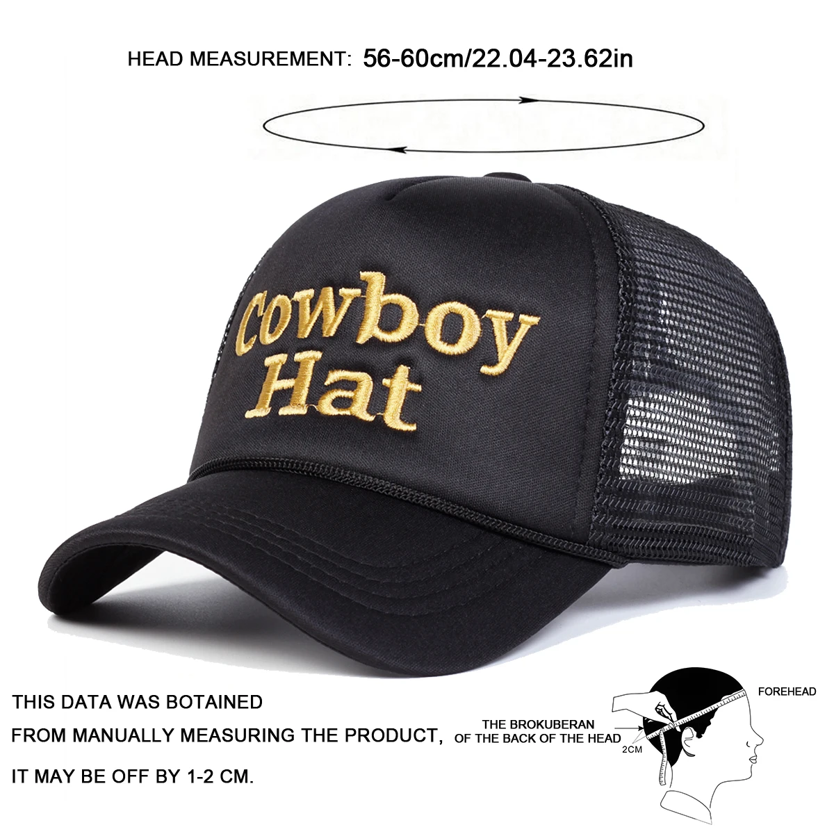 Unisex Cowboy Hat Letter Embroidery Baseball Net Caps Spring Summer Outdoor Sunscreen Hat Adjustable Casual Trucker Hats