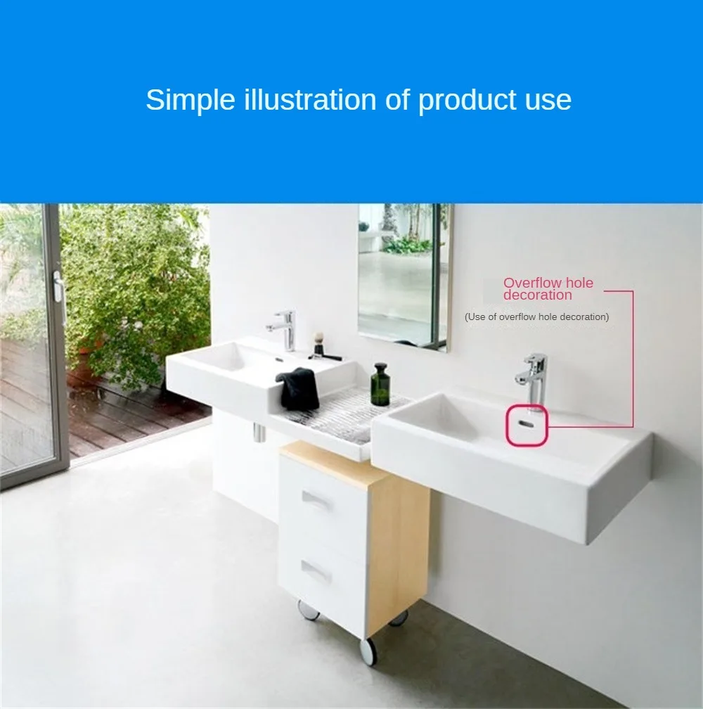 Description Picture 5 of item4Pcs Kitchen Bathroom Basin Circular Overflow Drain Cover Decoration Bathtub Sink Hole Overflow Hollow Washbasin Overflow