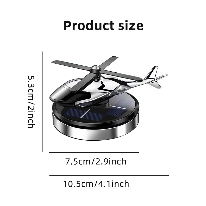Aircraft Shape Diffuser Solar Power Rotating Car Helicopter Aromatherapy diffuser Perfume Car Interior Accesories （silver）