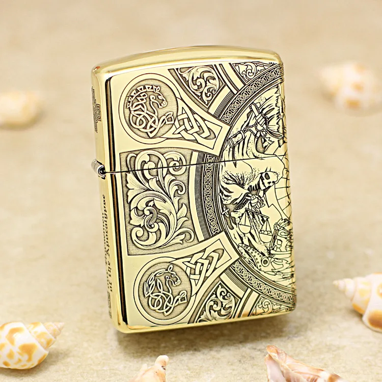 

Оригинальная масляная Зажигалка Zippo, скульптурная медная ветрозащитная Зажигалка Apocalypse Knight для сигарет, керосиновые зажигалки в подарок