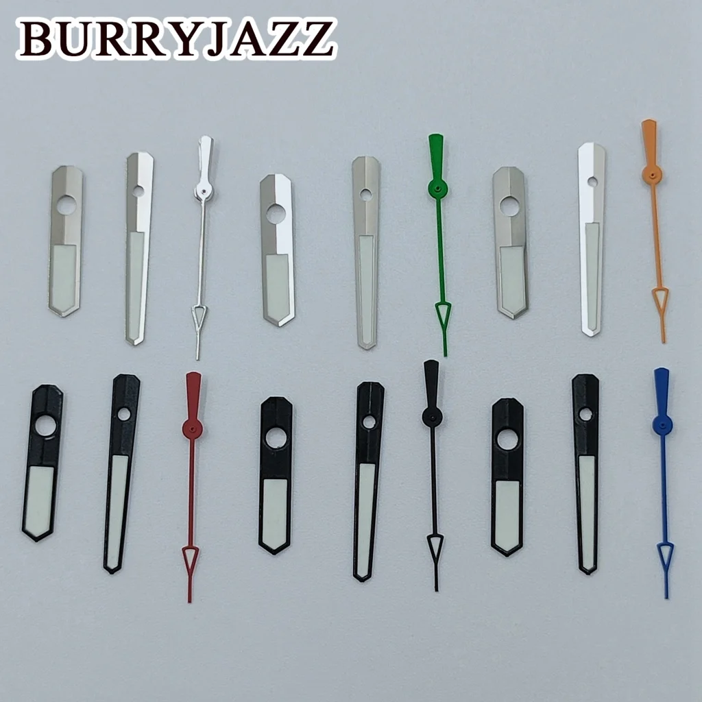 Elegant Silver and Black Watch Hands with Green Luminous Finish
