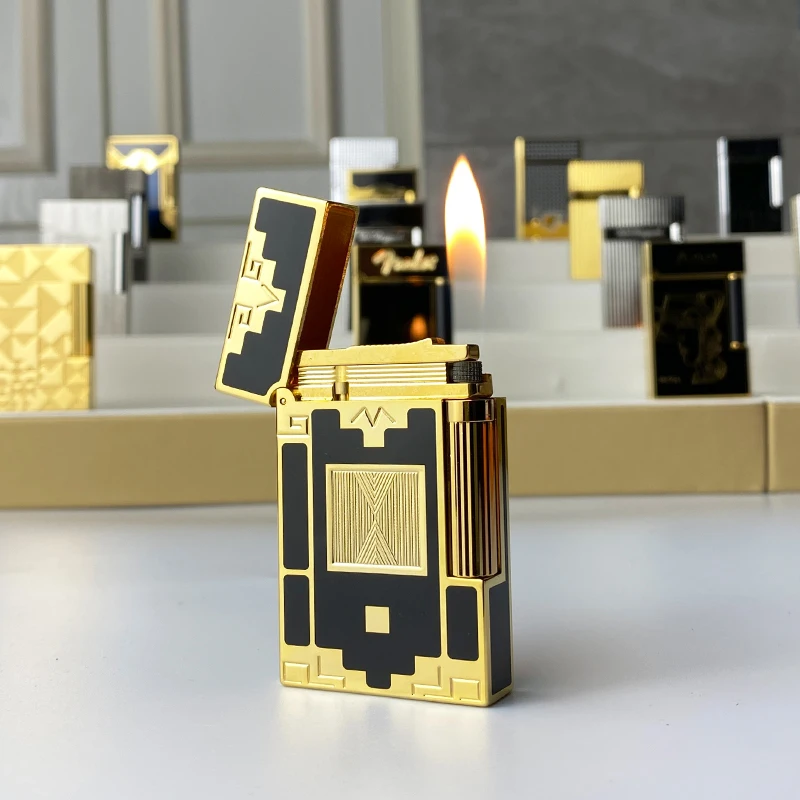 

Новая памятная версия, роскошная зажигалка с одним и двойным пламенем, пинг-звук, натуральная краска, сигаретная Бутановая Зажигалка для курения 18135