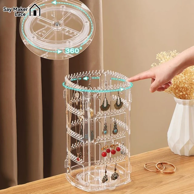 360 Rotating Jewelry Organizer Necklace Holder Display Stand