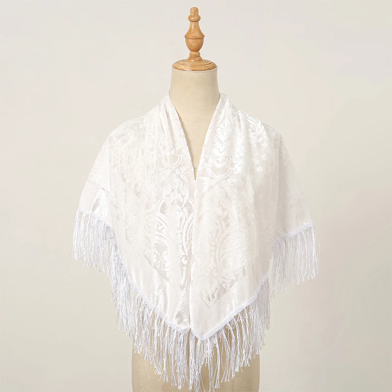 2024 NEW Fashion Women Cut Flowers Hollow Lace Gradient Flower Silk Scarf Spring Shawls and Wraps Square Femme Beach Sjaals 2