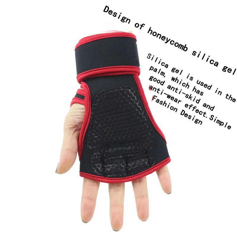 1Pair of sports half finger gloves weightlifting training gloves fitness sports hand wrist palm protector