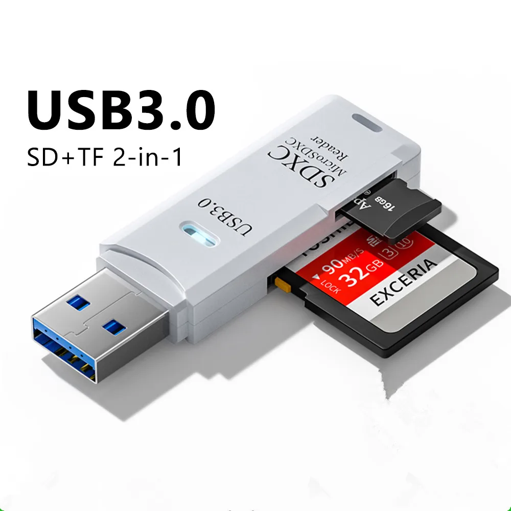 USB 3.0 카드 리더 SD TF 카드 메모리 카드 리더 2 in 1 고속 스마트 리더 어댑터 PC 노트북 디지털 액세서리용