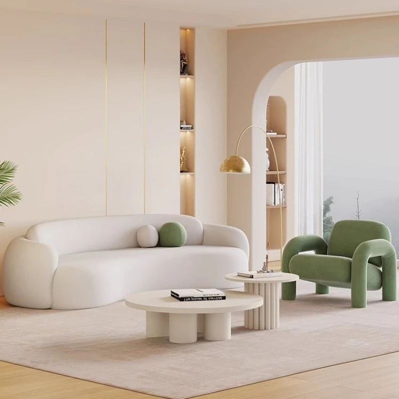 Creative Single Sofa Italian Minimalist Meeting Table Chair Set Designer Armchair Lounge One Table Two Chairs Hotel Furniture