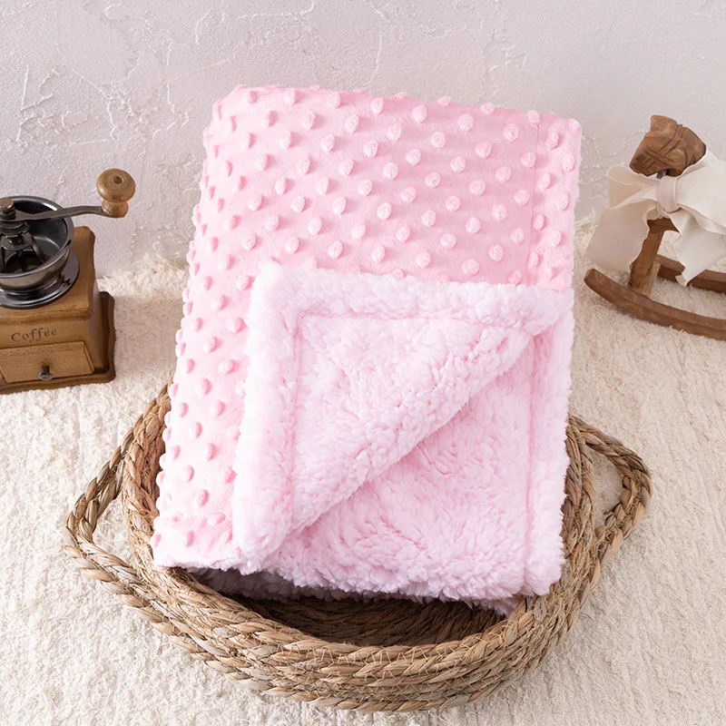 Baby Blanket 80x100CM Soft Warm Cozy Blanket for Babies Solid Color Infant Covering Blanket Beanie Infant Bedding Swaddle - 2