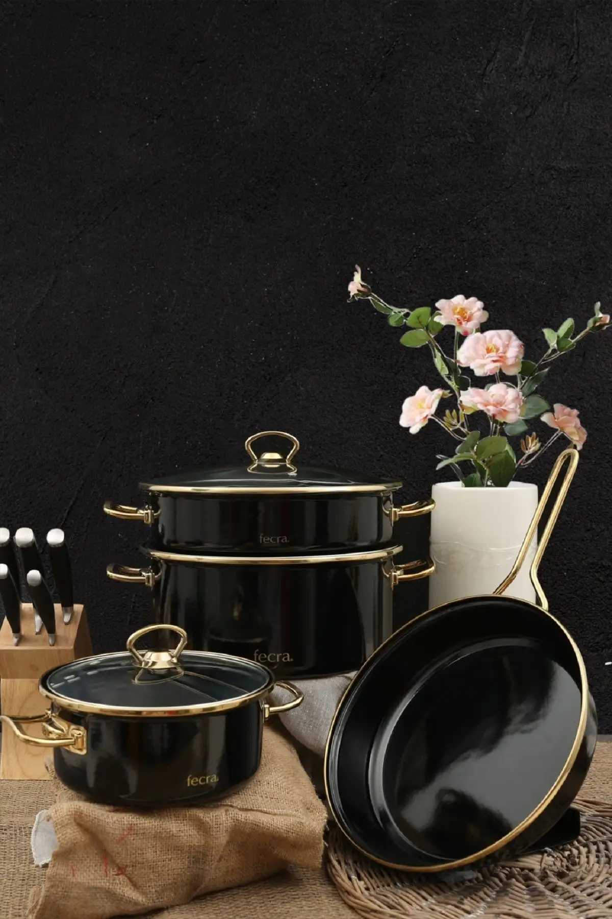 Enamel 7 Piece Black Cookware Set black pots new model pots different  design tenere - AliExpress