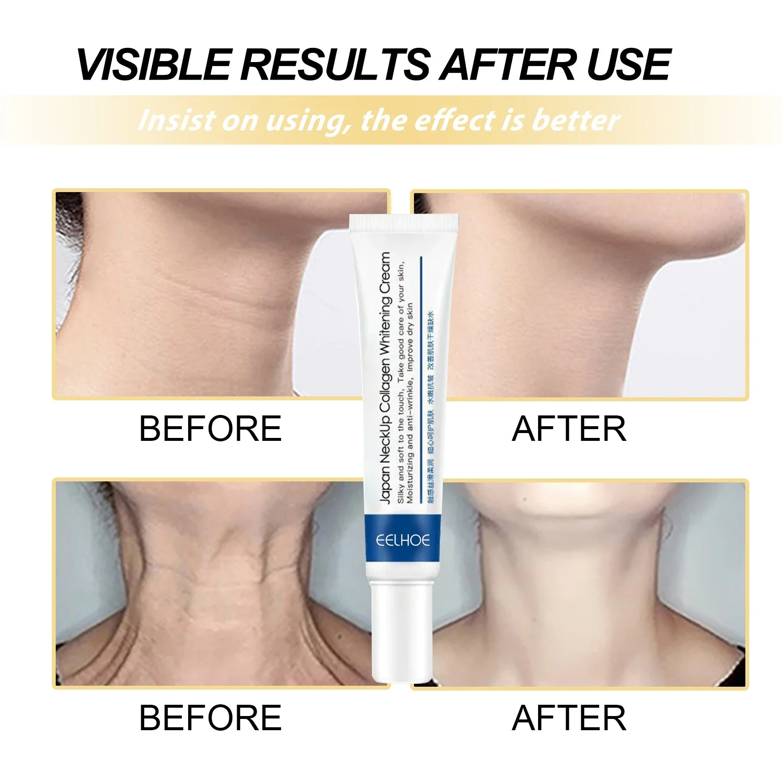 Neck Cream Collagen Neck Cream Anti-aging Whitening Moisturizing Tightening Lifting for Neck Double Chin Reducer Fine Lines Skin Care