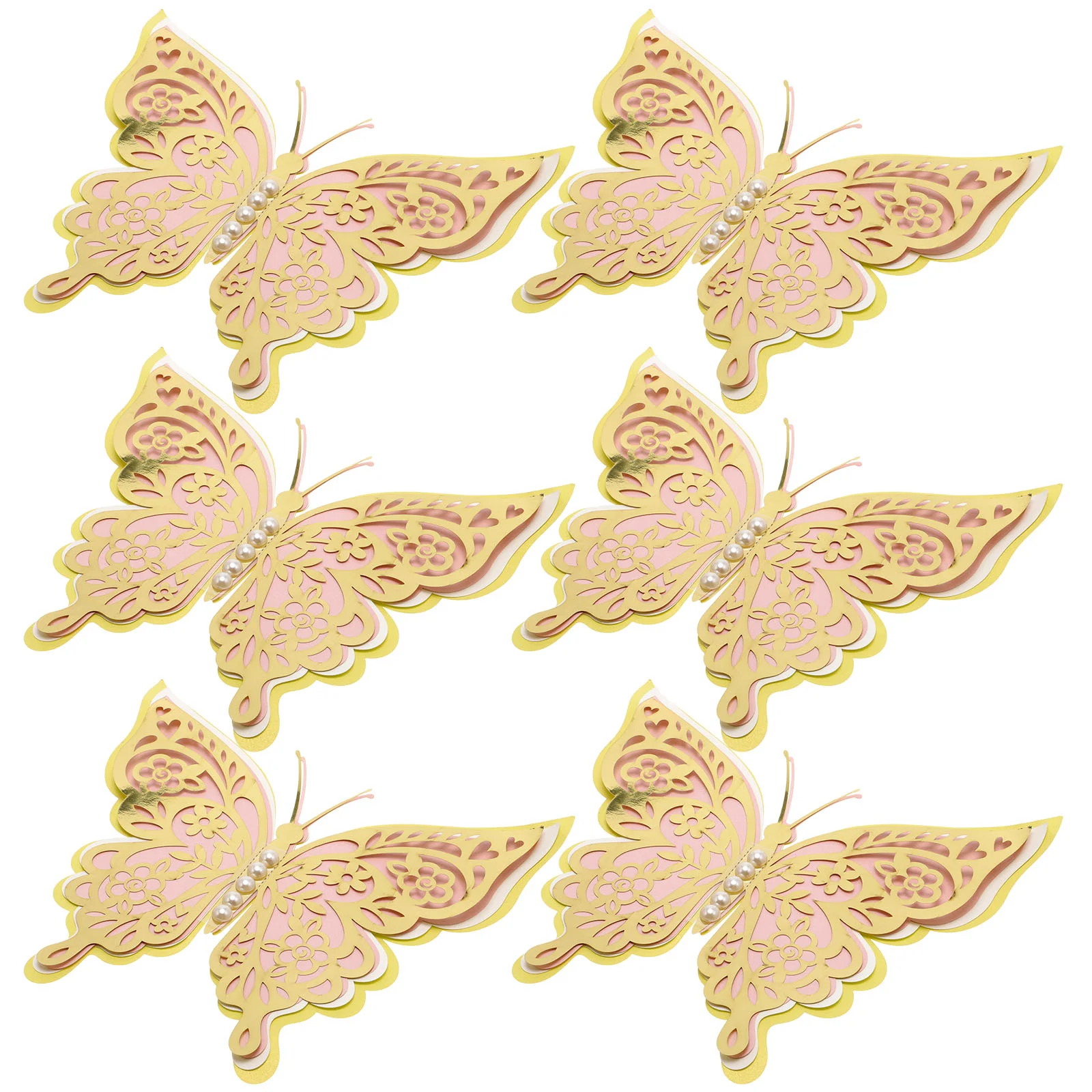 

Pearlescent Paper Hollow Butterfly Wall Sticker 3d Simulated Large Wedding Holiday Home Decoration Decorations Stickers Parties