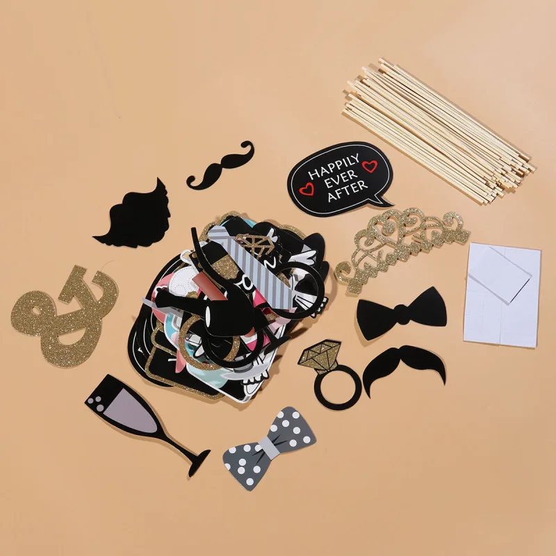 Description Picture 6 of itemWedding Party Photobooth Props Beard Lips Mr Mrs Just Married Camera Photo Prop table ornament multiuse home wedding party decor