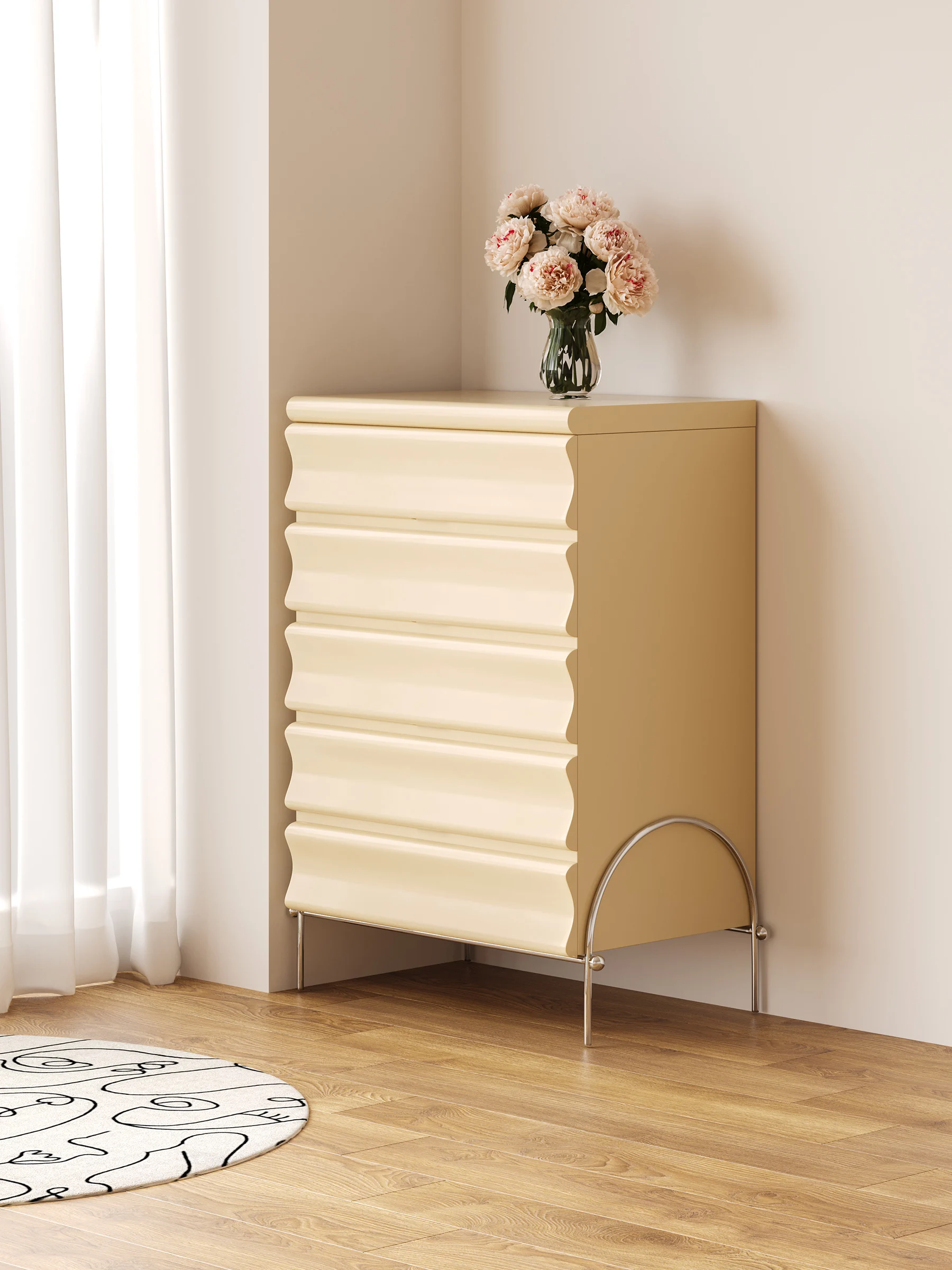 

YY Cream Chest of Drawers Living Room Sofa Side Cabinet Bedroom Small Cabinet Four Or Five Chests of Drawers