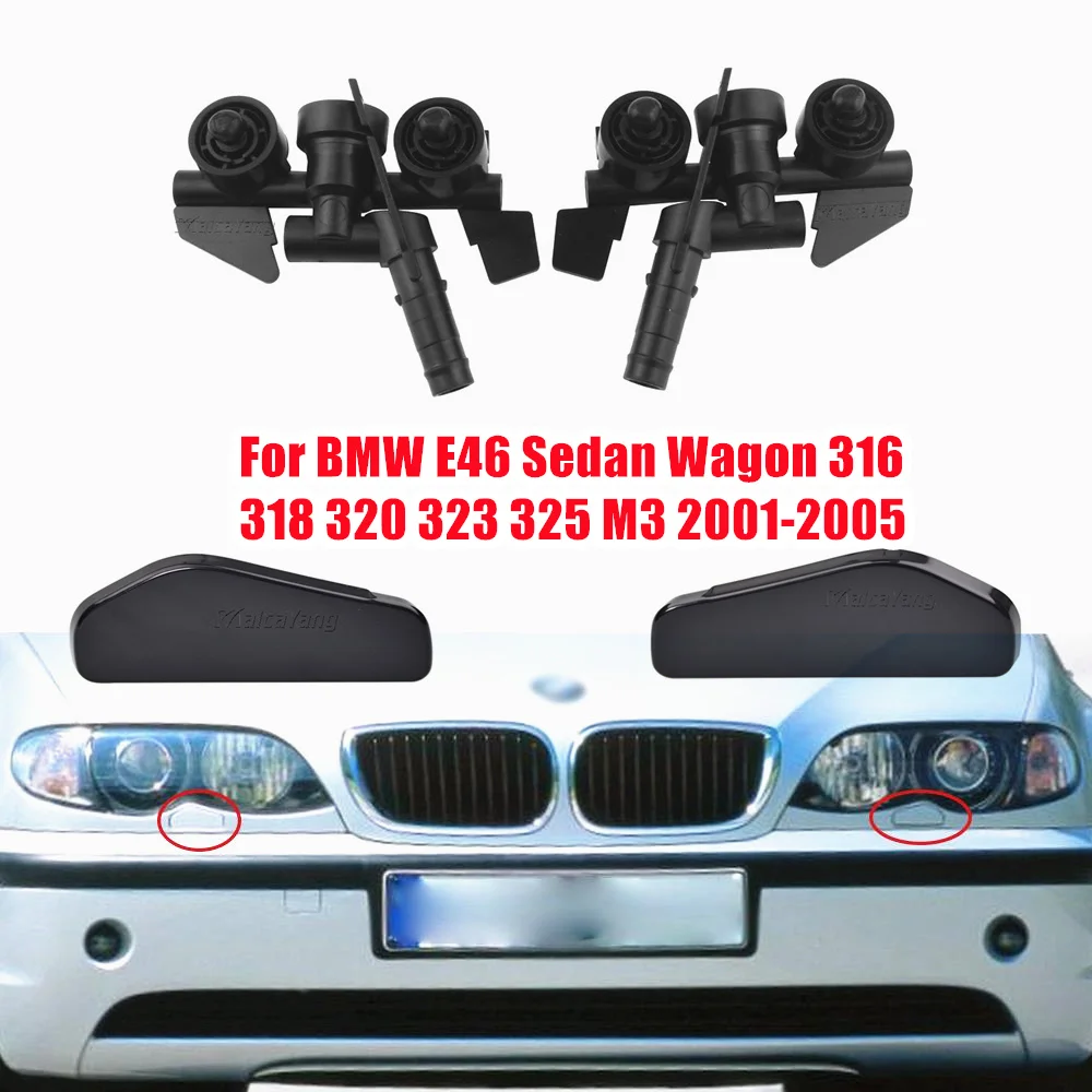 Coperchio Lavafari Anteriore Ugello Spray Per Fari Tappo A Getto Per Bmw E46 Sedan Wagon 316 318 320 323 325 M3 2001 2002 2003-2005