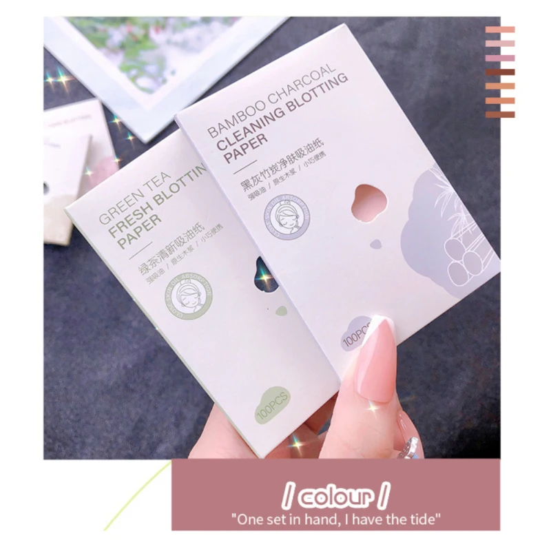 Face Oil Absorbing Paper Green Tea Facial Oil Blotting Sheets 100sheets/pack