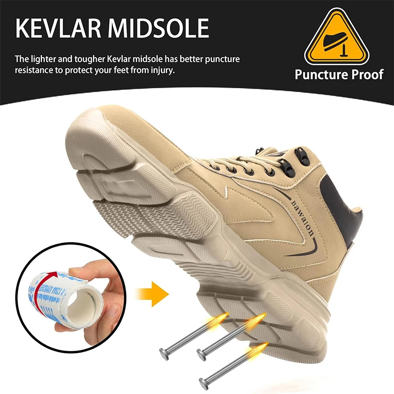 Waterproof Work Boots for Men Women Steel Toe Boots Lightweight Indestructible Slip Resistant Construction Safety Boots - 4