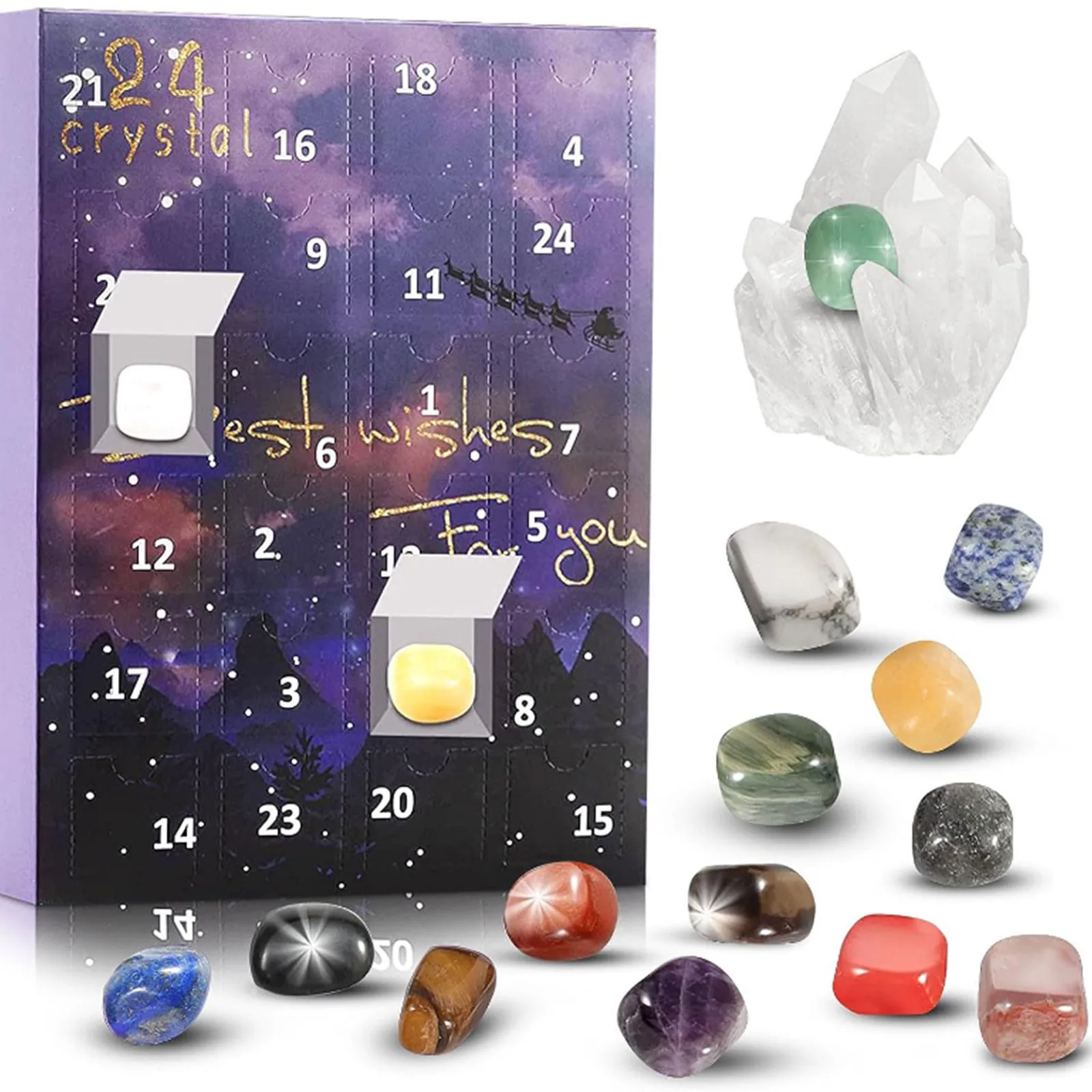 Christmas Advent Calendar Christmas Crystal Gemstones Advent Calendar Decorations 24 Days To Christmas Countdown Calendar Collection Gift