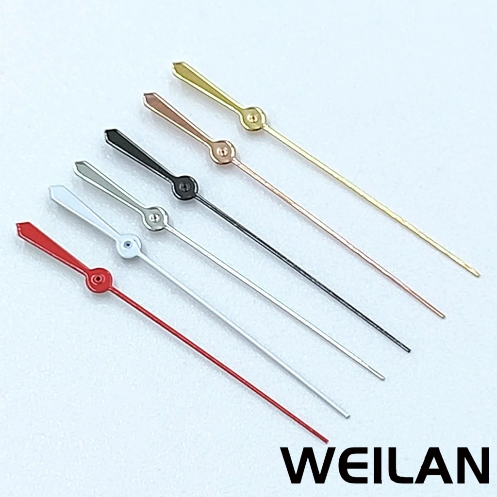 Elegant Silver Gun Red Gold White Watch Hands, Single Second Hand Design