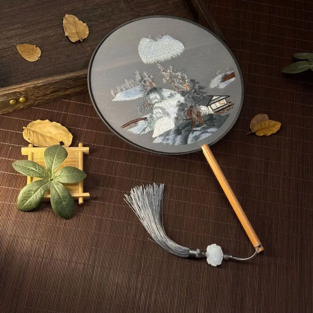 

Handheld Dance Fan,Vintage Hand Fan,Chinese Style Silk Embroidered Round Fan,Crane Flower Home Decoration Ornaments