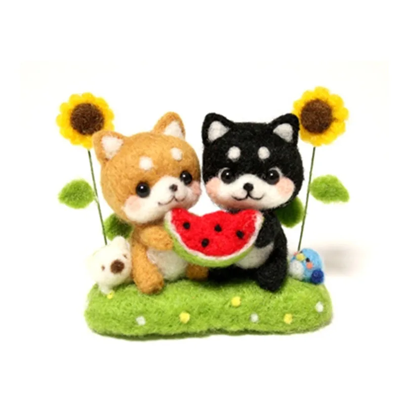 Watermelon Chai dog cartoon animal set wool needlepoint kit wool felt needle felting decoration craft needlecraft DIY handmade