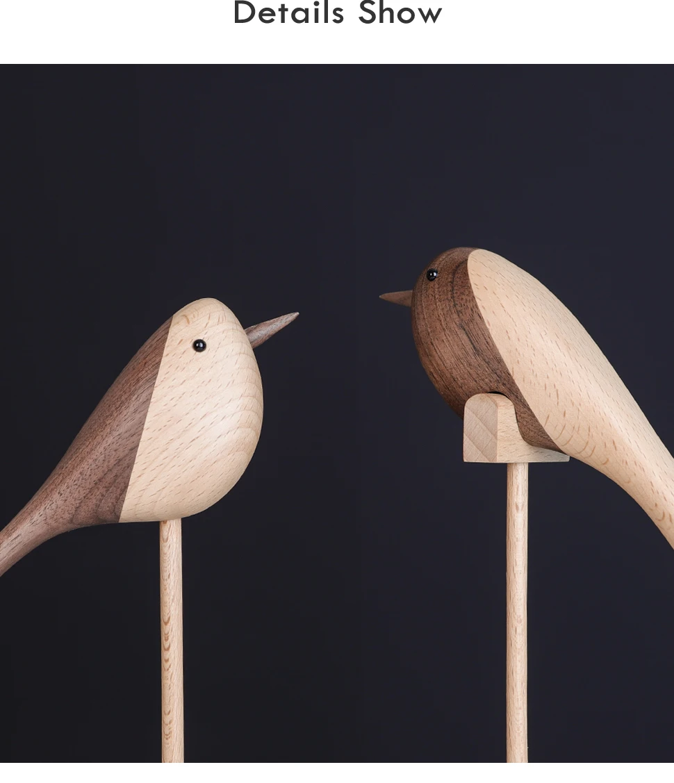 Nordic Wooden Lovebird Figurine Decor